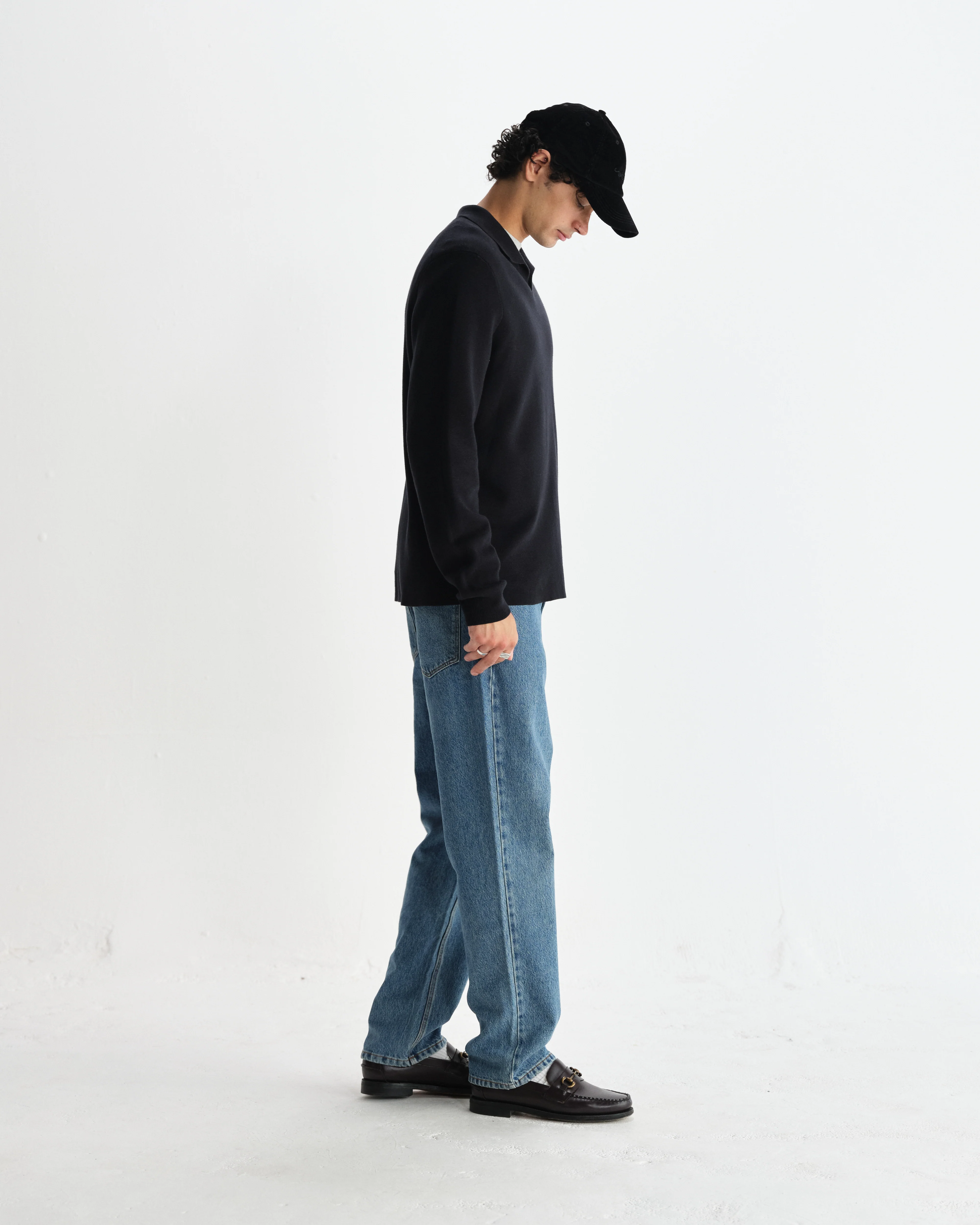 Carter - Black Open Collar Milano Knit Polo - Image 5