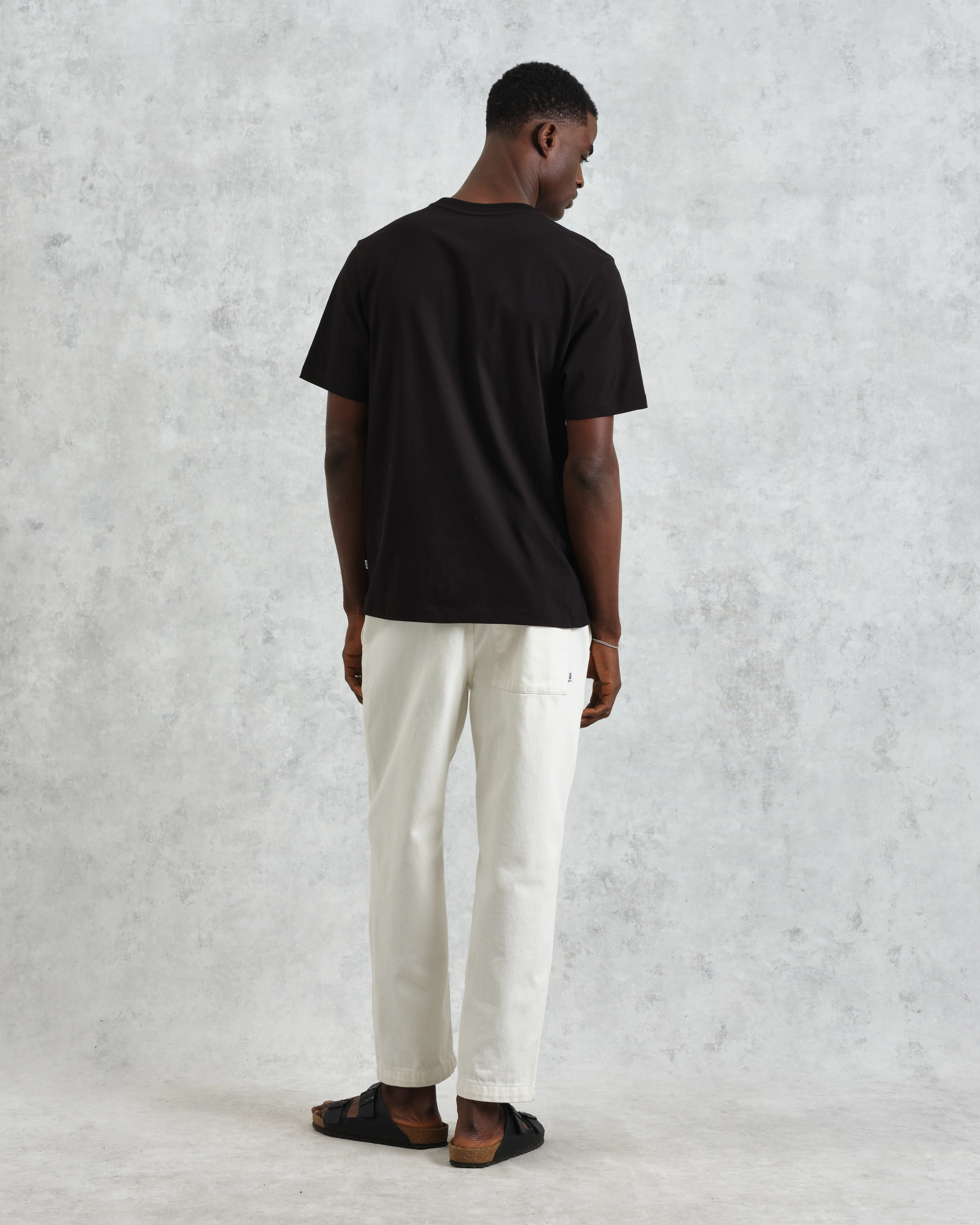 Dean - Black Embroidered Logo Organic Cotton T-Shirt - Image 6