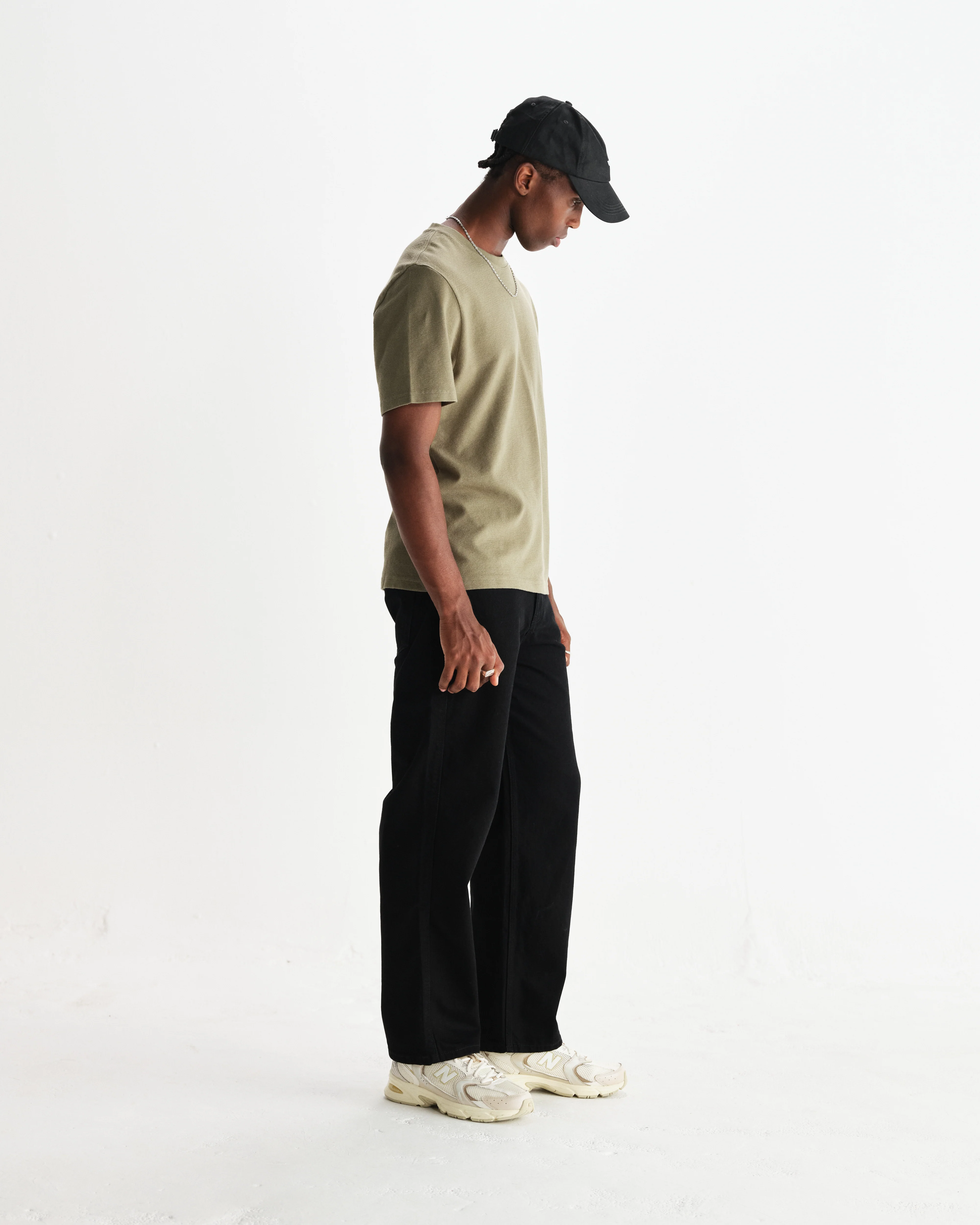 Dean - Green Textured Organic Cotton T-Shirt - Image 5