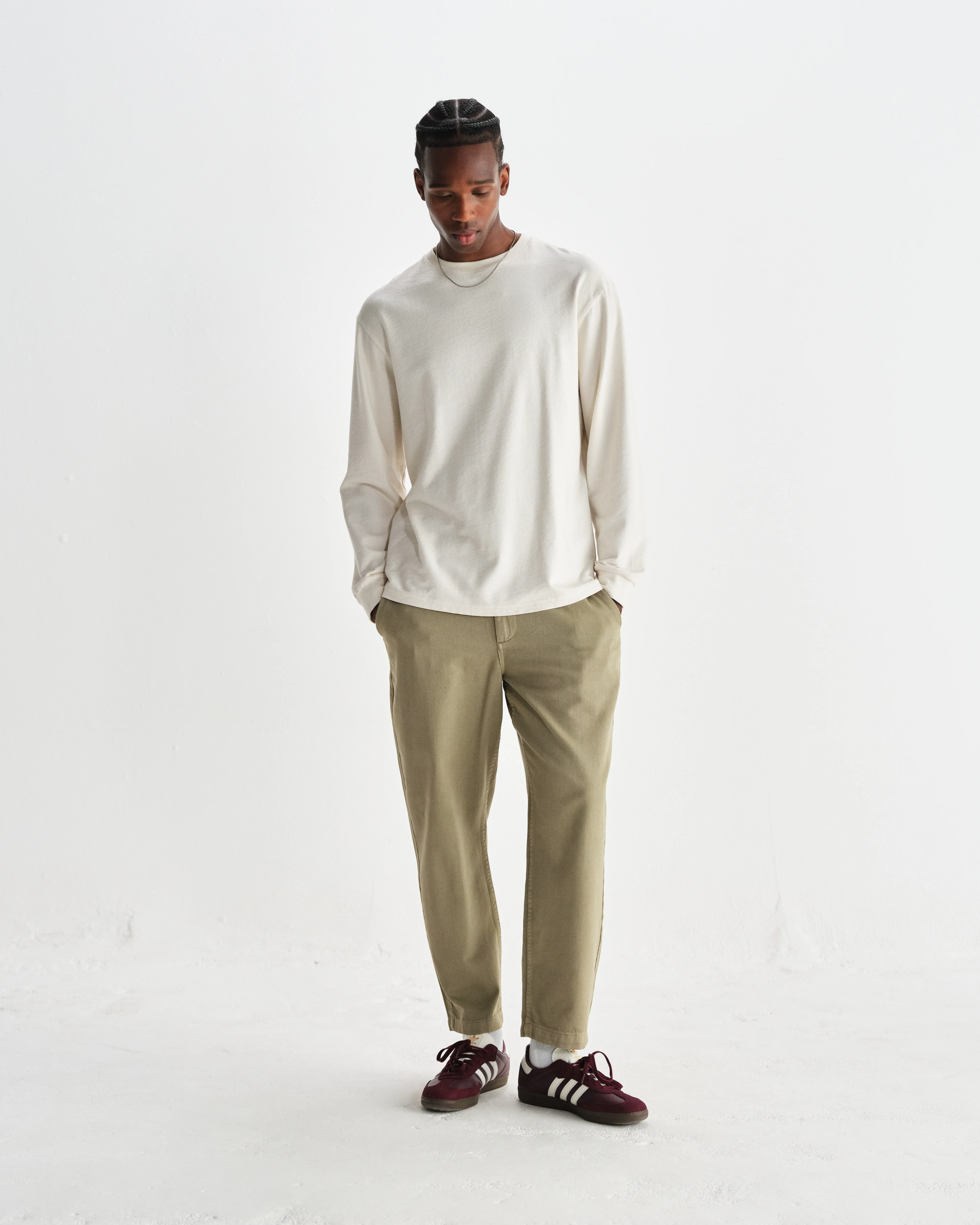 Hayden - Ecru Textured Organic Cotton Long Sleeve T-Shirt - Image 4