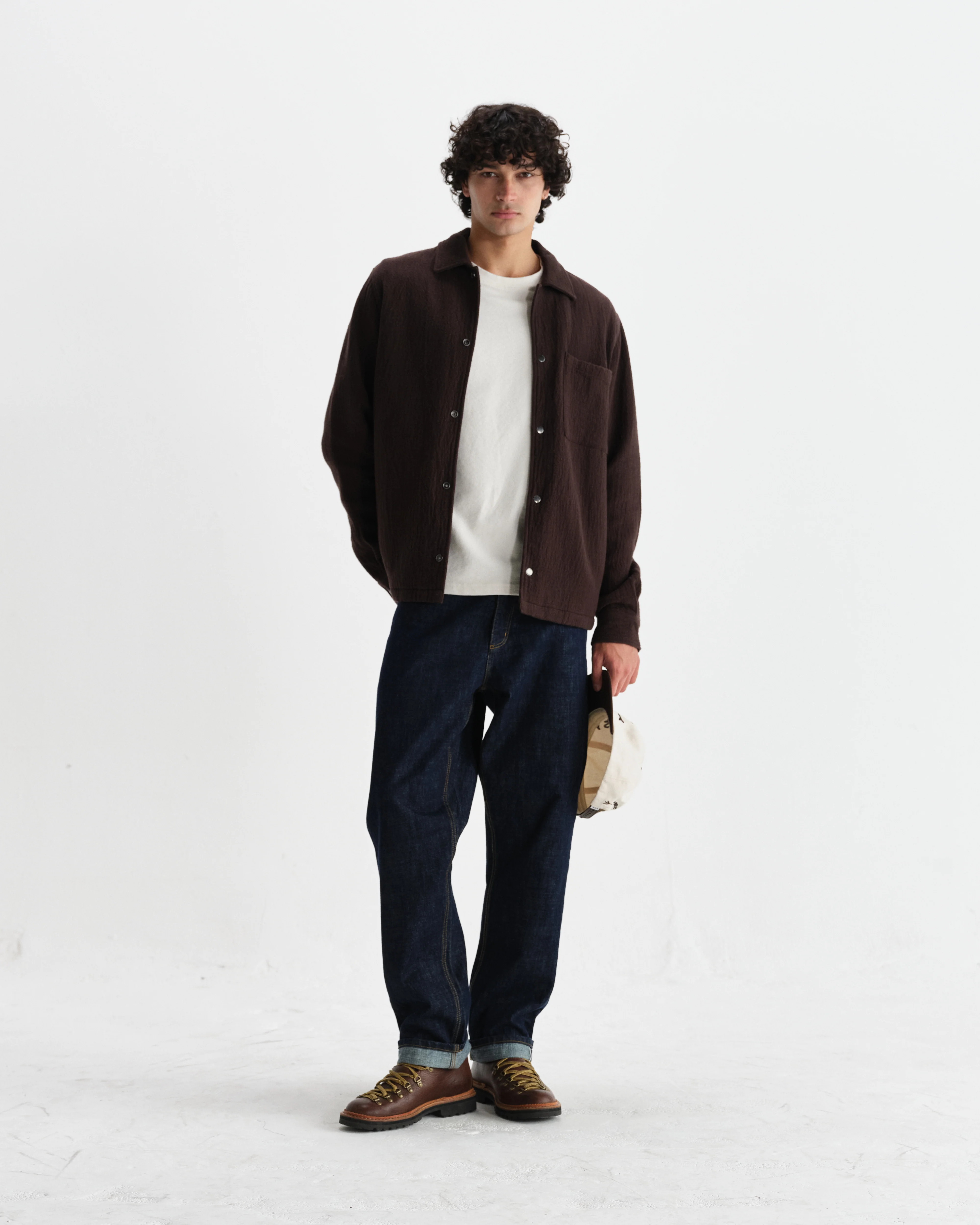 Romer - Dark Brown Heavy Crinkle Cotton Overshirt - Image 4